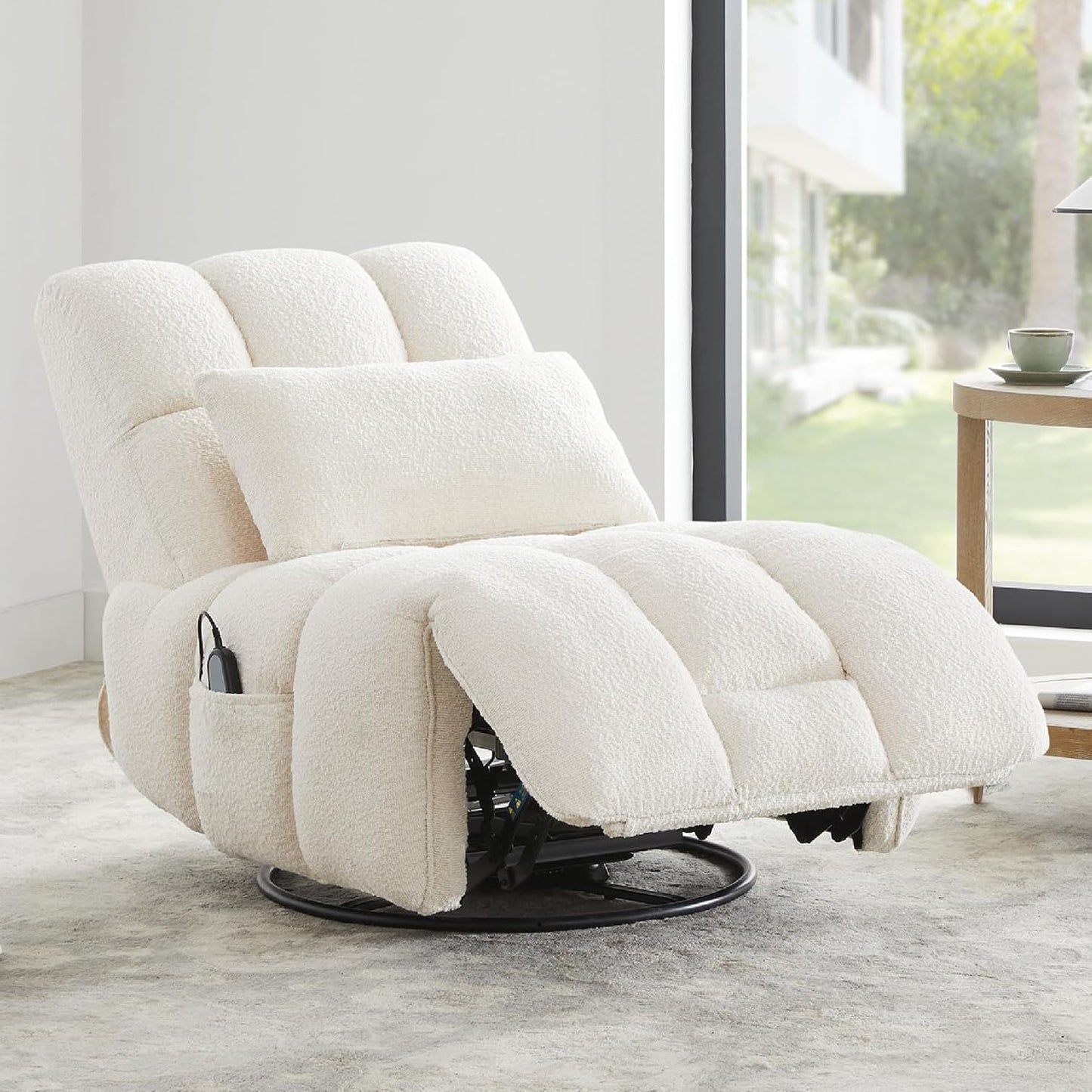 Oversized Power Recliner Chair for Adults, Ultra-Comfy Remote Control Glider Recliner for Living Room Theater Seating Single Sofa, Swivel Rocker Recliner Chair with Side Pocket