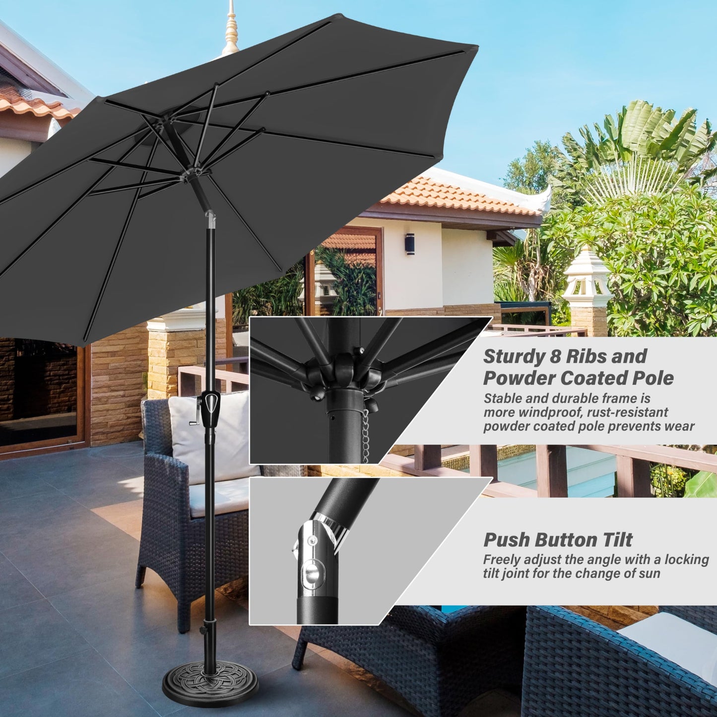 YSSOA Fillable Mobile Offset Patio Base Heavy Duty Market Cantilever Umbrella Stand Square