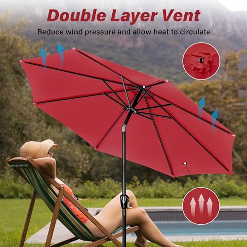 YSSOA 9ft/10ft Outdoor Market Patio Umbrella with 8 Sturdy Ribs, Tilt/Crank Push Button for Garden, Deck, Backyard and Pool