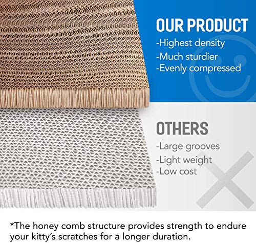2 in 1 Cat Scratcher Cardboard Lounge Bed, Cat Scratching Pad, Durable Board Pads Prevents Furniture Damage,Large