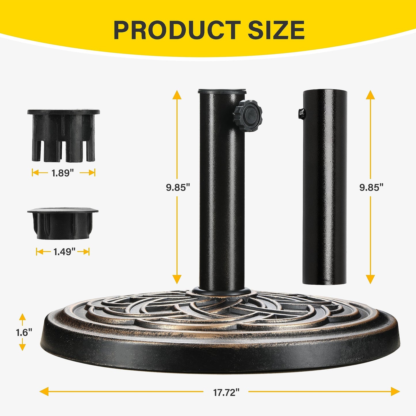 YSSOA Fillable Mobile Offset Patio Base Heavy Duty Market Cantilever Umbrella Stand Square