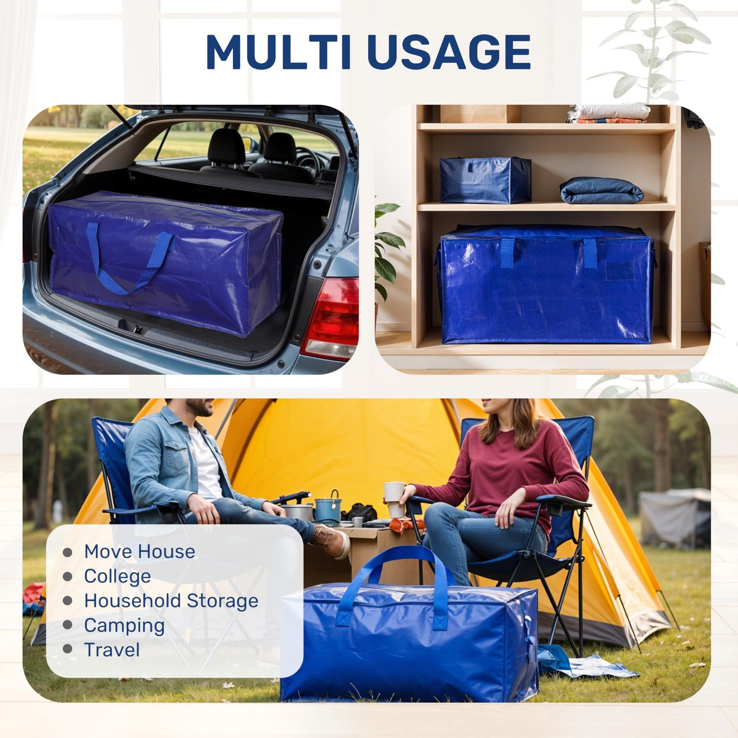YSSOA Extra Large Moving Bags with Carrying Handles & Zippers, Moving Supplies with lids, Fold Flat, Moving and Storing