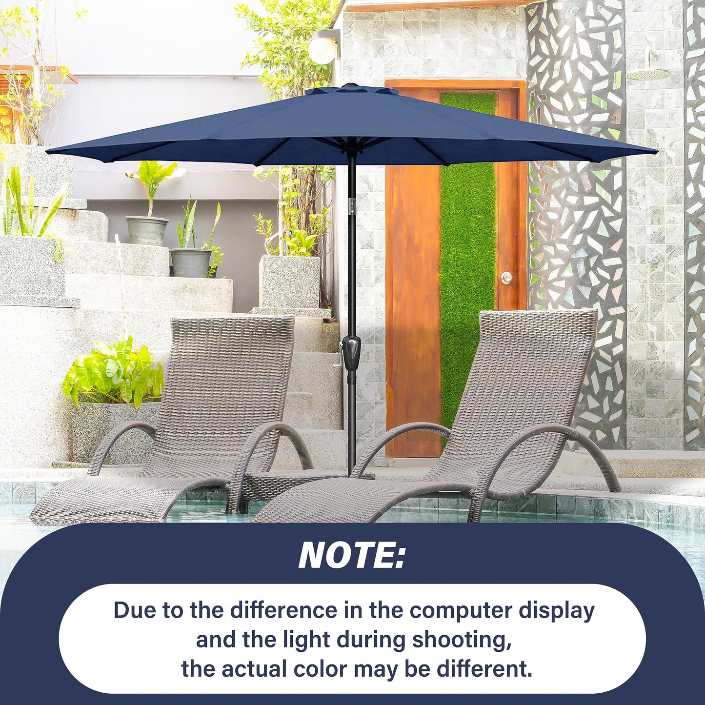 YSSOA 9ft/10ft Outdoor Market Patio Umbrella with 8 Sturdy Ribs, Tilt/Crank Push Button for Garden, Deck, Backyard and Pool