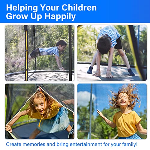Simple Deluxe Trampoline for Kids with Safety Enclosure Net Wind Stakes 400LBS Weight Capacity 12FT Recreational Trampolines with Ladder Blue Outside Net