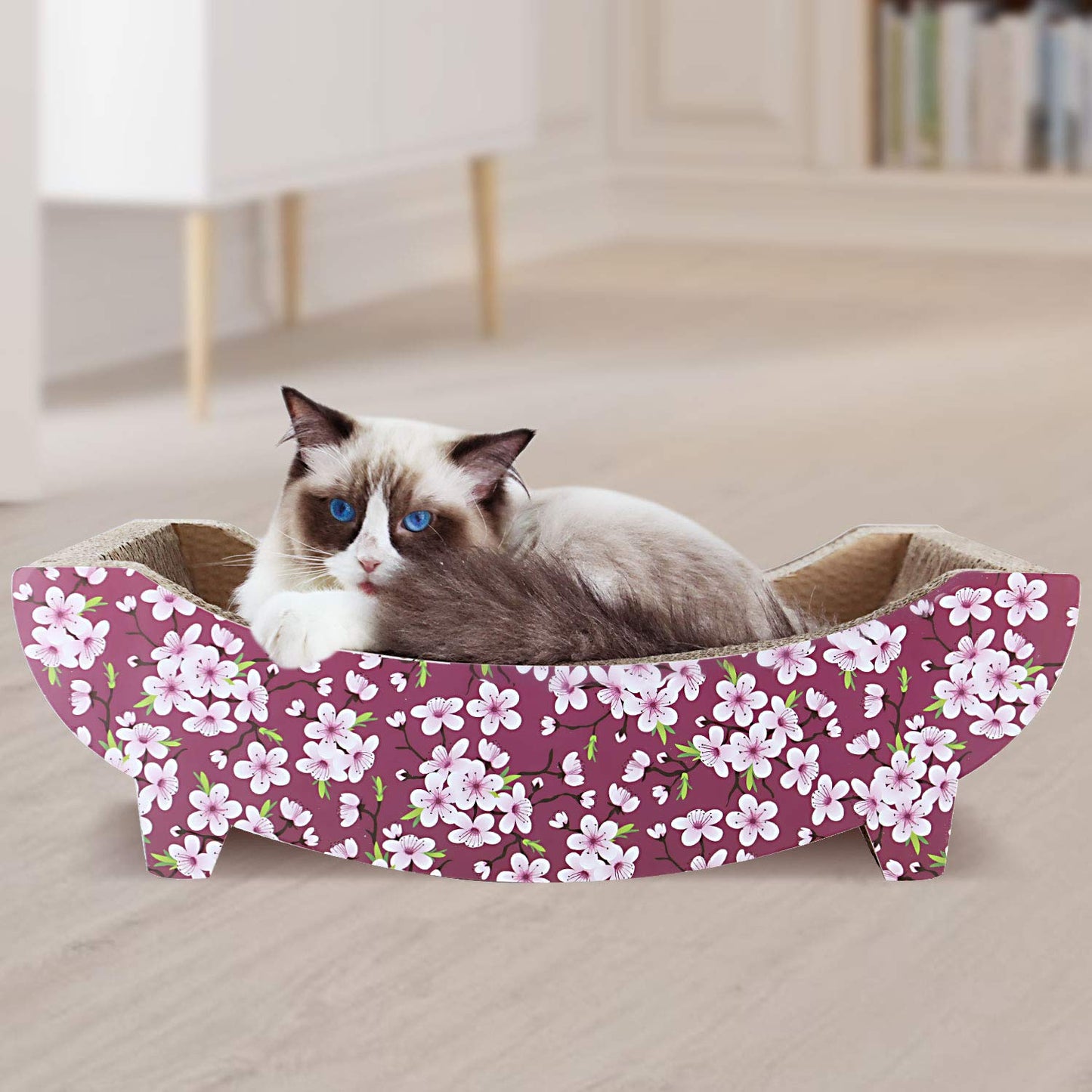 2 in 1 Cat Scratcher Cardboard Lounge Bed, Cat Scratching Pad, Durable Board Pads Prevents Furniture Damage,Large