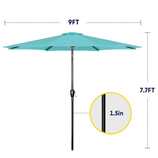 iPower 9ft Patio Umbrella Outdoor Table Umbrellas with 8 Sturdy Ribs, Push Button Tilt and Crank for Yard, Pool and Garden