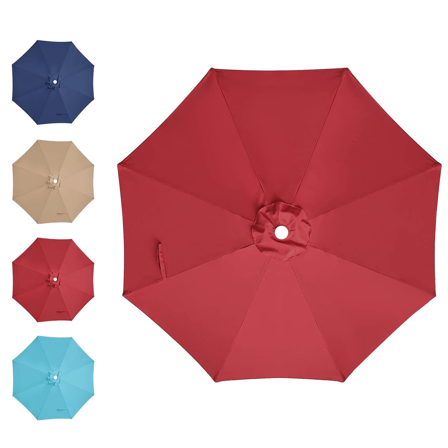 YSSOA 9ft/10ft Outdoor Market Patio Umbrella with 8 Sturdy Ribs, Tilt/Crank Push Button for Garden, Deck, Backyard and Pool