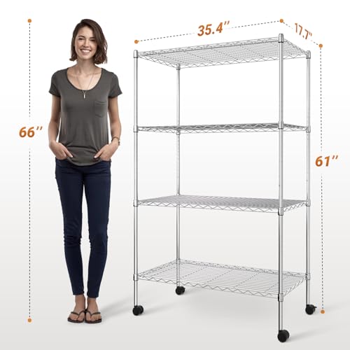 YSSOA 1-Tier Shelving Units, 29.92" W x 13.98" D x 14.96" H Steel Wire Rack Storage Shelving Organizer, Chrome