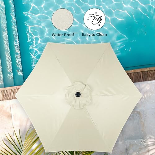 Simple Deluxe 9FT Outdoor Patio Umbrella Table Market Umbrella with Push Button Tilt and Crank, 8 Sturdy Ribs, UV Protection Waterproof for Garden, Lawn, Deck, Backyard, Pool