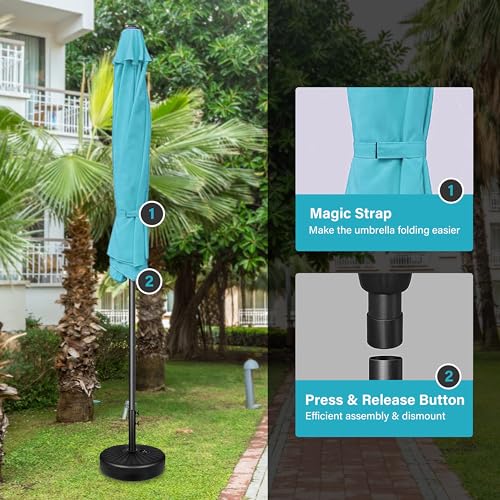 Simple Deluxe 9FT Outdoor Patio Umbrella Table Market Umbrella with Push Button Tilt and Crank, 8 Sturdy Ribs, UV Protection Waterproof for Garden, Lawn, Deck, Backyard, Pool