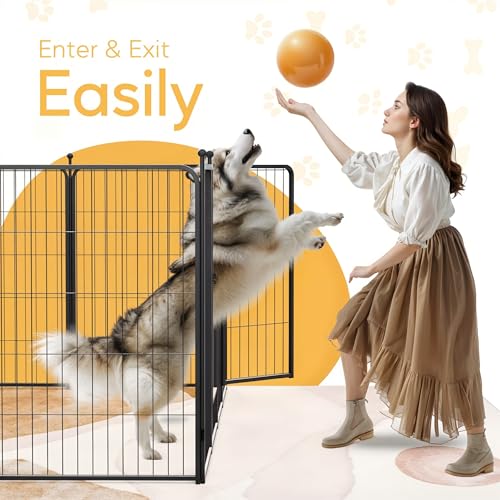 HealSmart Dog Playpen, 8-Panel Indoor and Outdoor Dog Fence