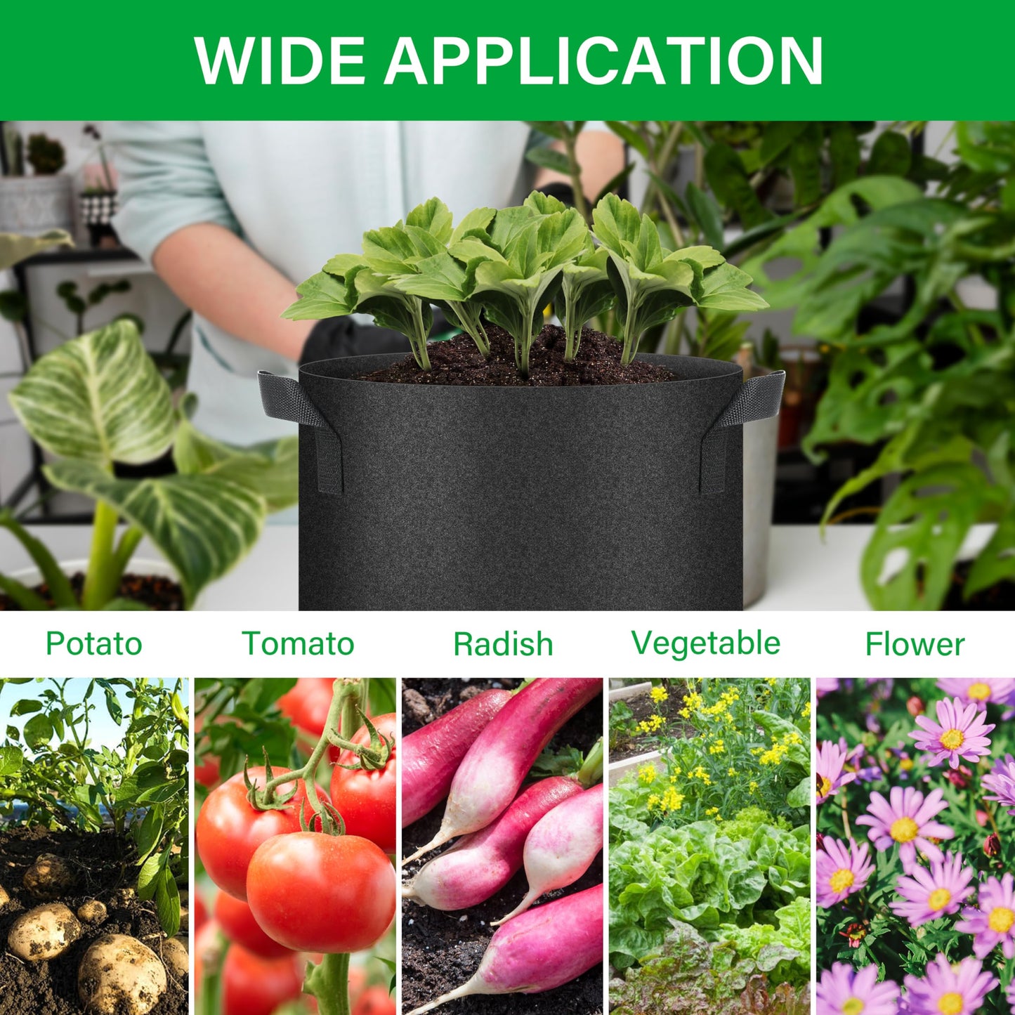 YSSOA Nonwoven Fabric Plant Pots with Handles,
