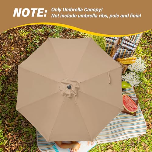 InfiniPower 9ft Patio Umbrella Replacement Canopy, Outdoor Replacement Canopy Only, Table Umbrellas Top Cover with 8 Ribs for Garden, Yard