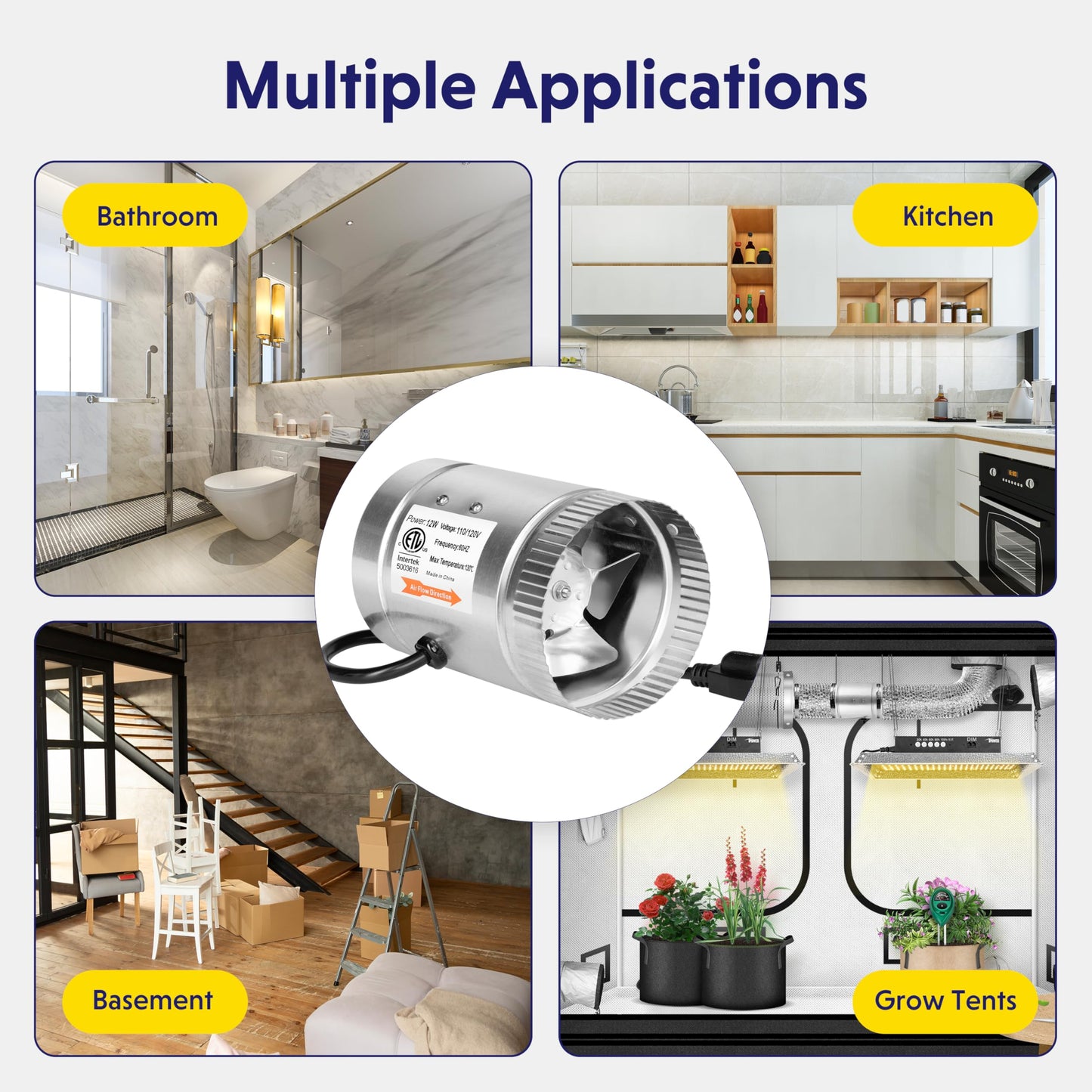 iPower Inline Booster Duct Fan and Speed Adjuster HVAC Controls