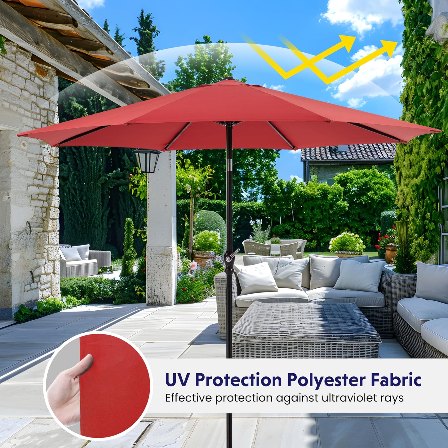 InfiniPower Outdoor Patio Umbrella Table Umbrellas with Push Button Tilt/Crank, UV Protection Waterproof for Garden Deck Backyard Pool,
