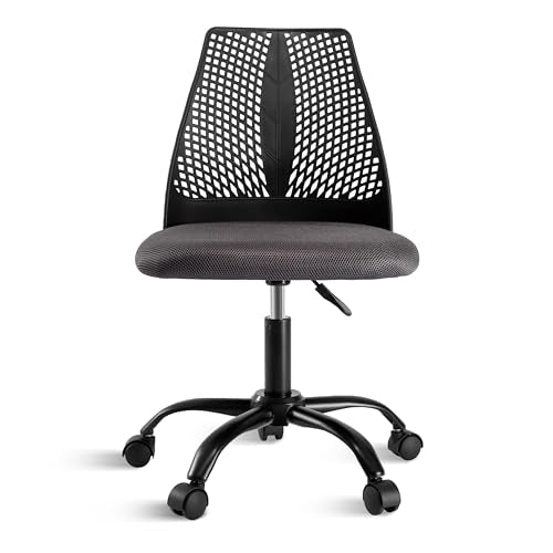 Simple Deluxe Ergonomic Office Computer Gaming Chair with Supportive Cushioning, 360° Swivel and Sturdy Metal Legs, Black & Gray