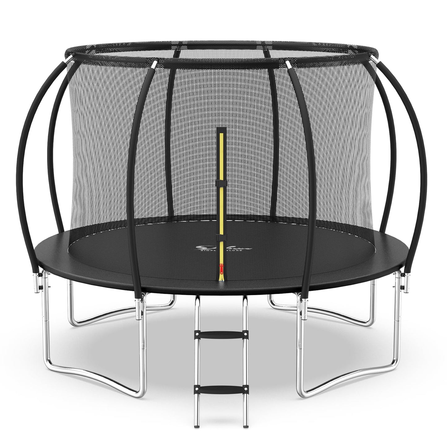 Simple Deluxe Trampoline for Kids with Safety Enclosure Net 12FT Wind Stakes Simple Deluxe 400LBS Weight Capacity Outdoor Backyards Trampolines with Non-Slip Ladder for Children Adults Family, Black