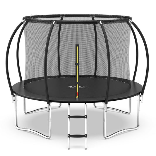 Simple Deluxe Trampoline for Kids with Safety Enclosure Net 12FT Wind Stakes Simple Deluxe 400LBS Weight Capacity Outdoor Backyards Trampolines with Non-Slip Ladder for Children Adults Family, Black