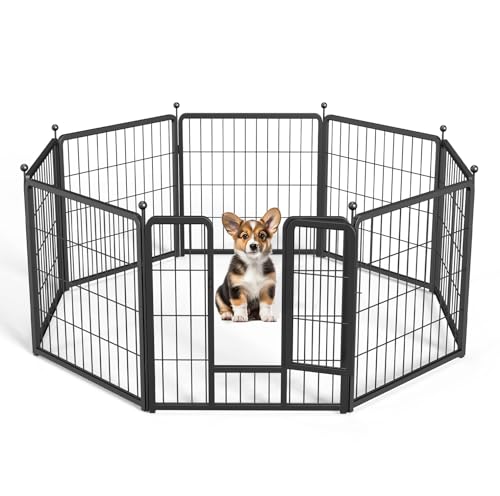 YSSOA Dog Playpen Indoor, Puppy Playpen Indoor Outdoor for Yard, Camping, RV, Heavy Duty Dog Pen for Puppies/Small/Medium Dogs, Black
