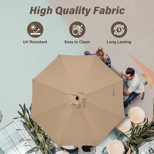 YSSOA 9ft/10ft Outdoor Market Patio Umbrella with 8 Sturdy Ribs, Tilt/Crank Push Button for Garden, Deck, Backyard and Pool