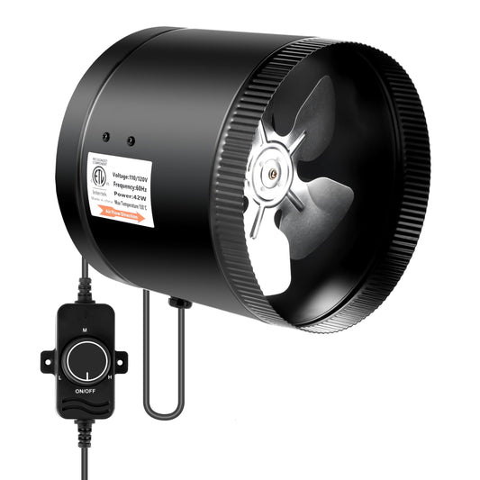 iPower Inline Duct Booster Fan with Speed Controller