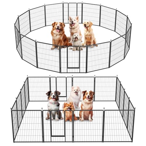 YSSOA Dog Playpen Indoor, Puppy Playpen Indoor Outdoor for Yard, Camping, RV, Heavy Duty Dog Pen for Puppies/Small/Medium Dogs, Black