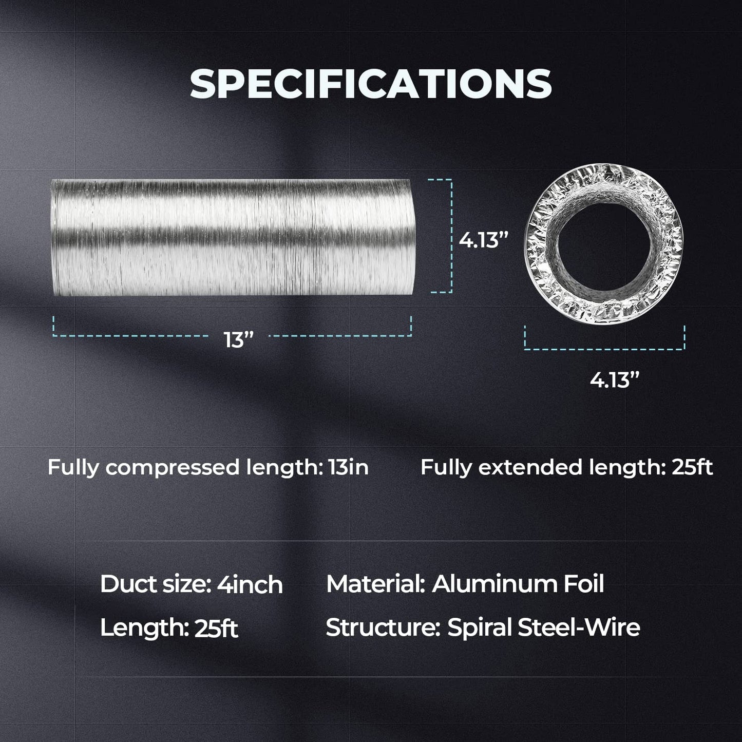 iPower Non-Insulated Flex Air Aluminum Ducting Dryer Vent Hose