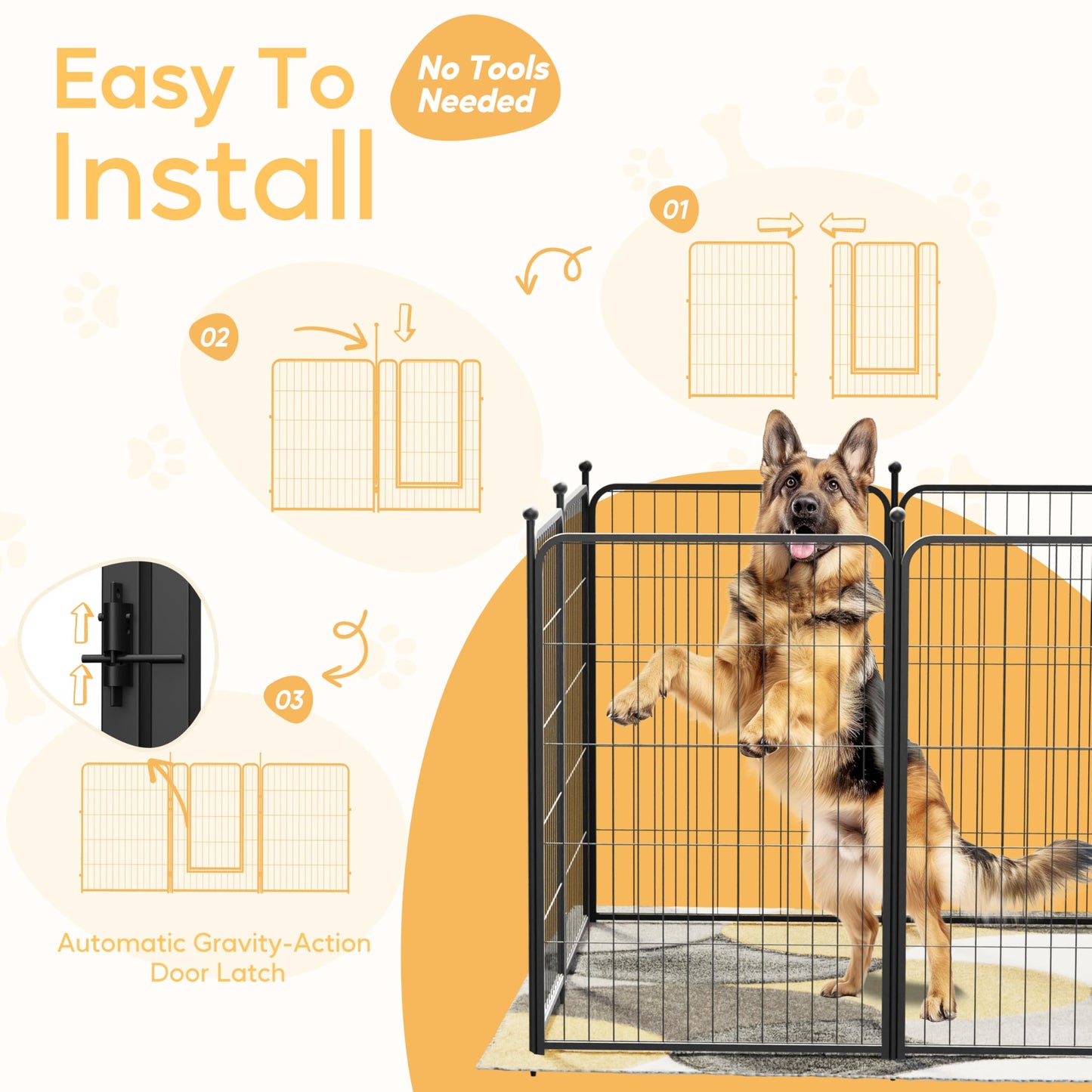 HealSmart Dog Playpen, 8-Panel Indoor and Outdoor Dog Fence