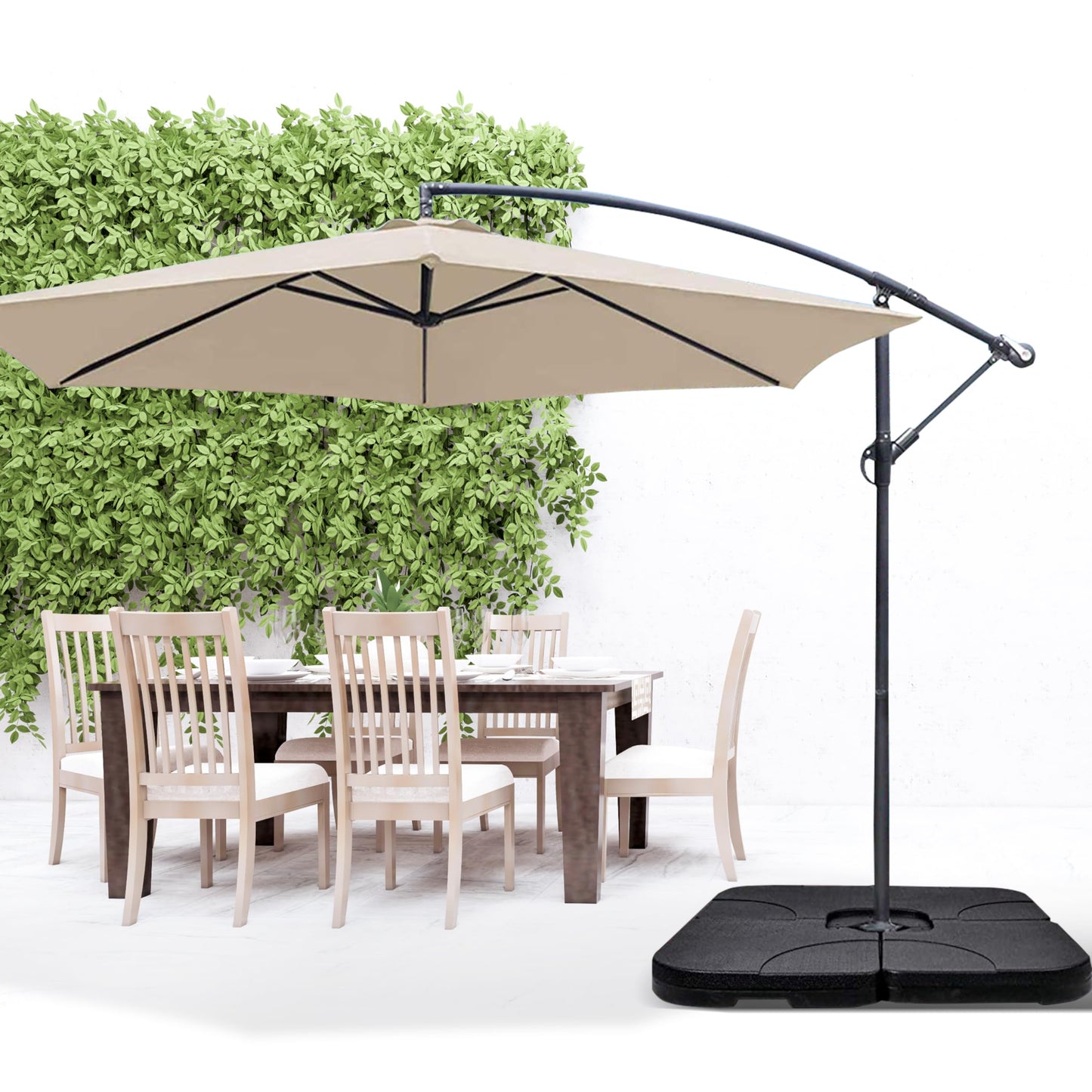HealSmart Durable Fillable Patio Umbrella & Base for Outdoor Lawn, Deck, Poolside