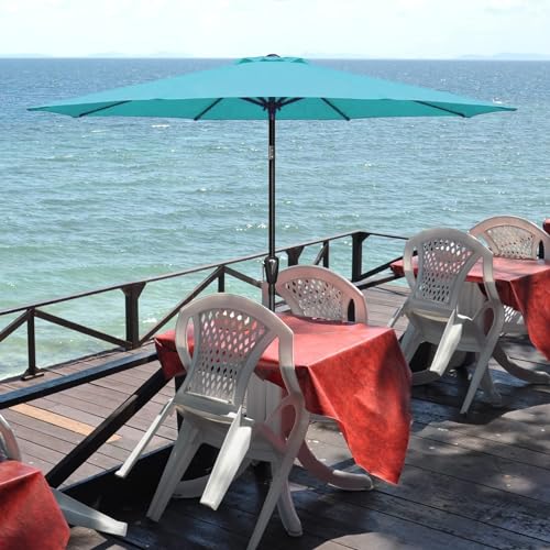 Simple Deluxe 9FT Outdoor Patio Umbrella Table Market Umbrella with Push Button Tilt and Crank, 8 Sturdy Ribs, UV Protection Waterproof for Garden, Lawn, Deck, Backyard, Pool
