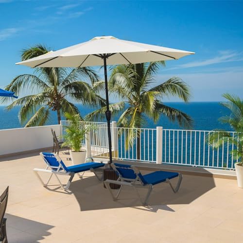 Simple Deluxe Patio Umbrella Outdoor, UV Protection Sunshade with Push Button Tilt/Crank and 8 Sturdy Ribs, for Table Garden Lawn Beach Pool