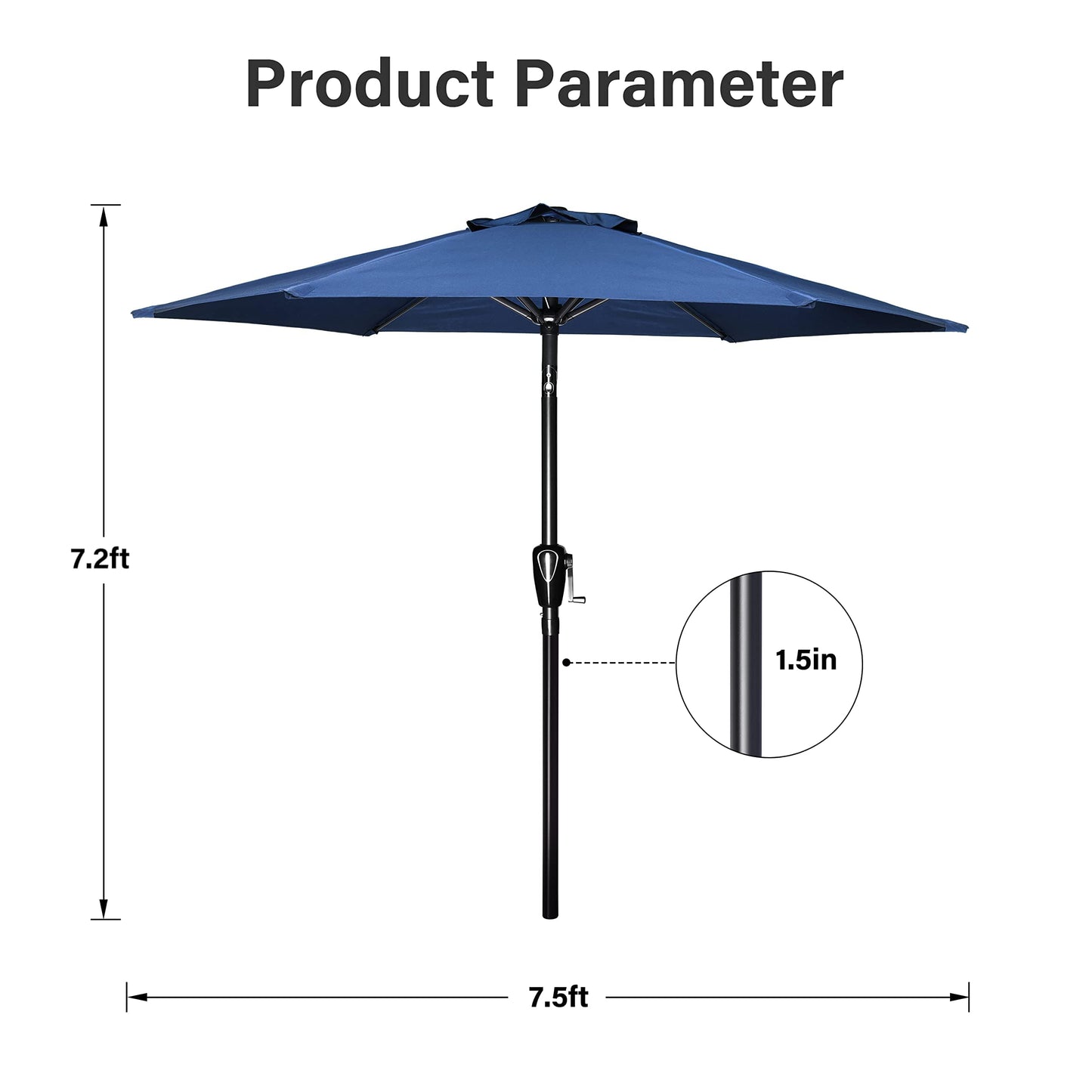 Simple Deluxe 9FT Outdoor Patio Umbrella Table Market Umbrella with Push Button Tilt and Crank, 8 Sturdy Ribs, UV Protection Waterproof for Garden, Lawn, Deck, Backyard, Pool