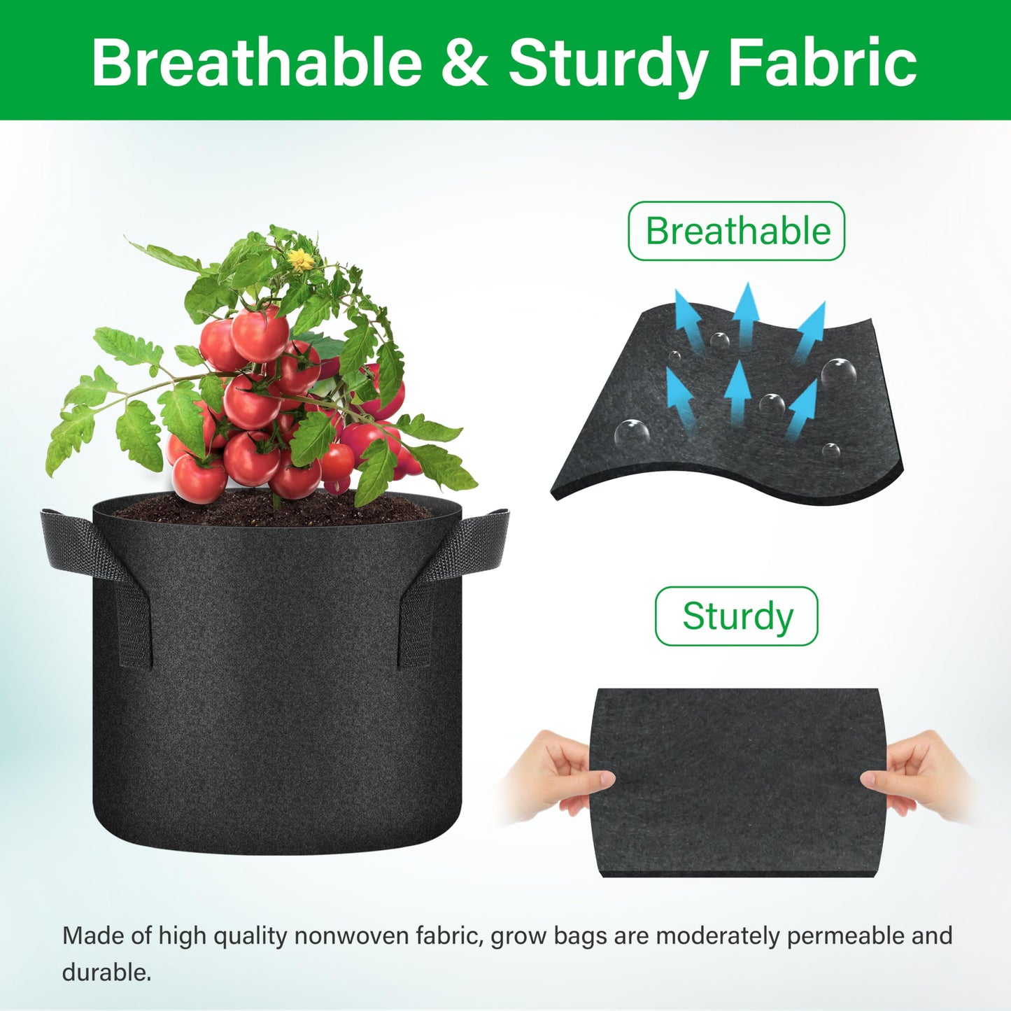 YSSOA Nonwoven Fabric Plant Pots with Handles,