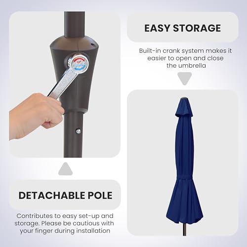 Simple Deluxe 9' Patio Umbrella with Wind-Floating Valances, Push Button Tilt & Crank Lift, UV Protection Sunshade for Table, Garden, Pool, Beach