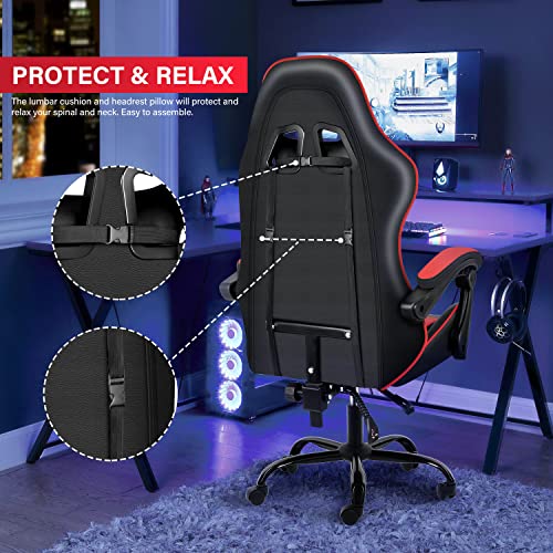 Simple Deluxe Gaming Chair, Big and Tall Gamer Chair, Racing Style Adjustable Swivel Office Chair, Ergonomic Video Game Chairs with Headrest and Lumbar Support