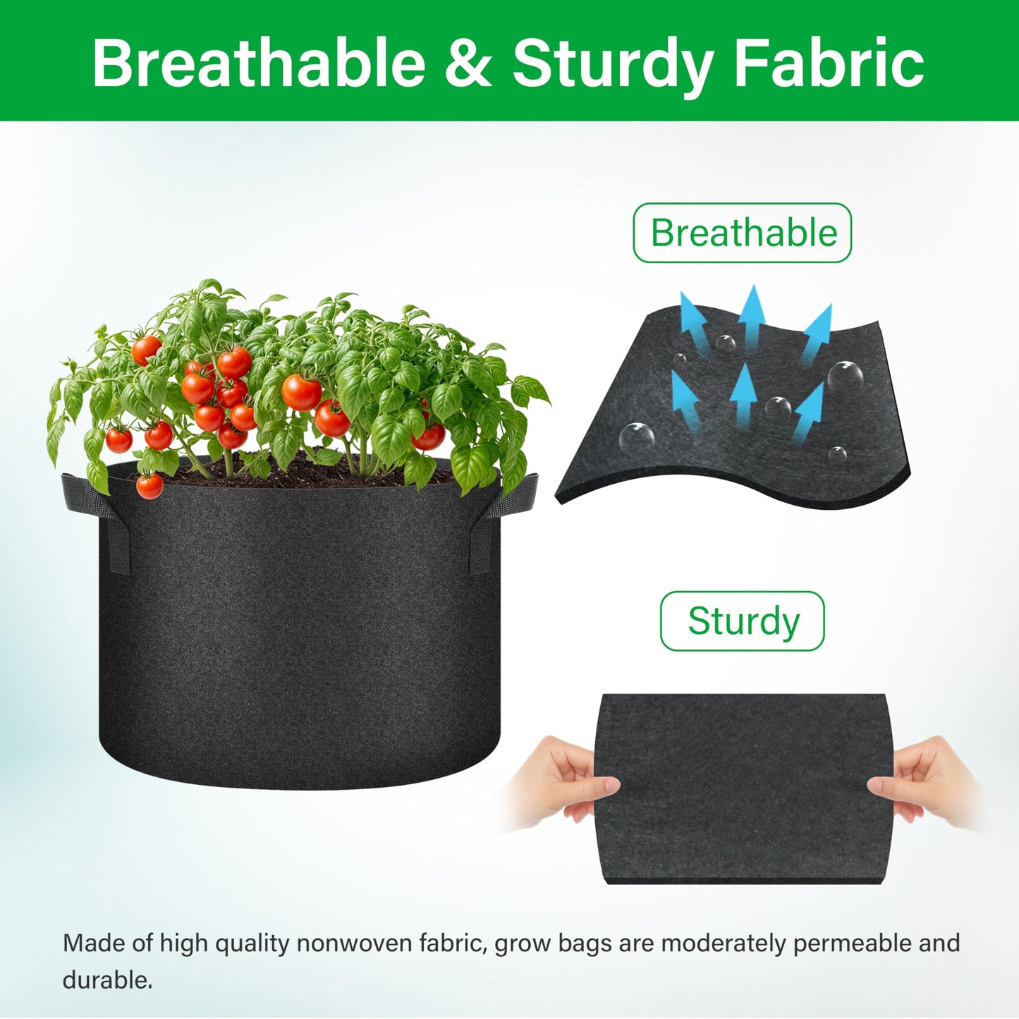 YSSOA Nonwoven Fabric Plant Pots with Handles,