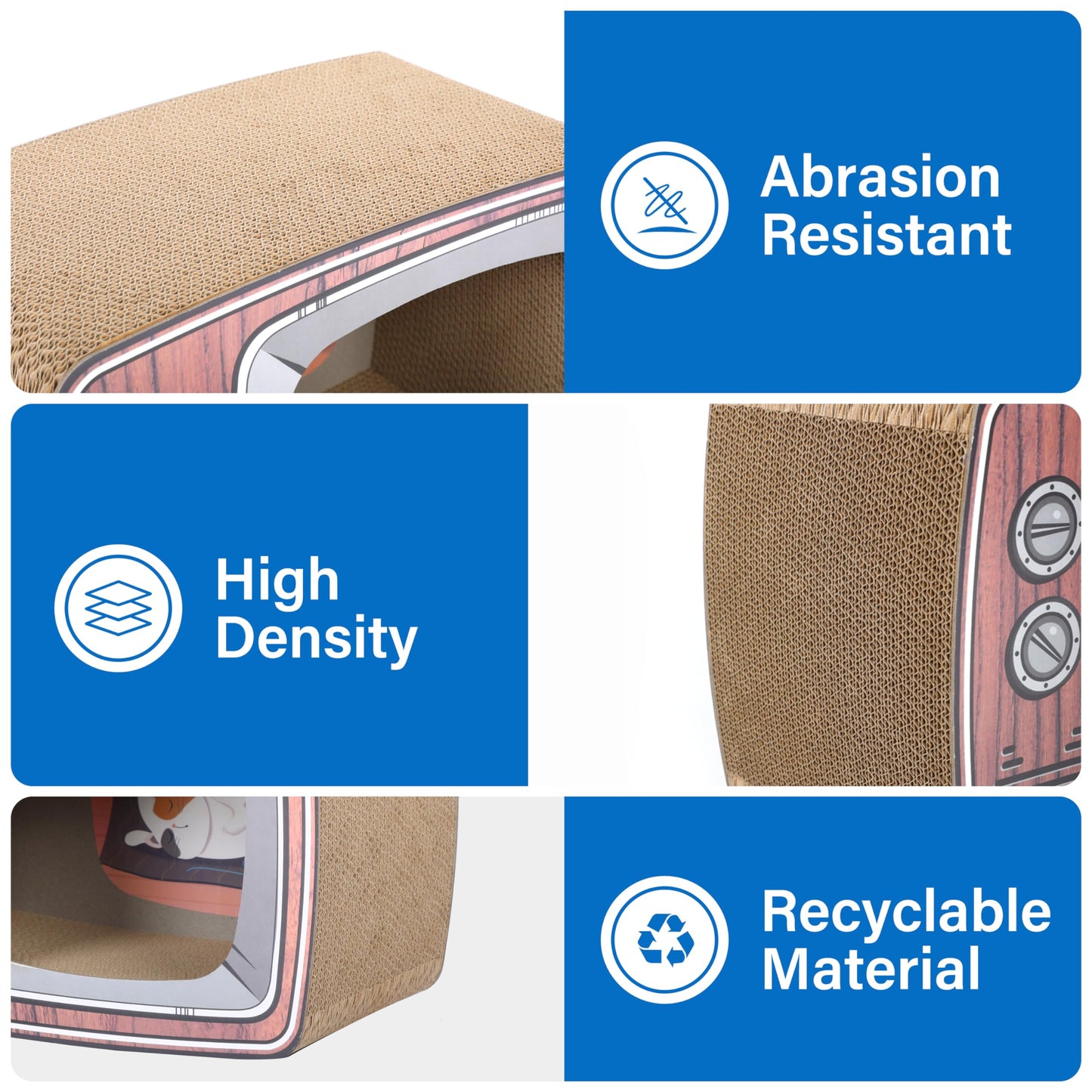 2 in 1 Cat Scratcher Cardboard Lounge Bed, Cat Scratching Pad, Durable Board Pads Prevents Furniture Damage,Large