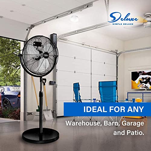 Simple Deluxe Pedestal Standing Fan, High Velocity, Heavy Duty Metal For Industrial, Commercial, Residential, Greenhouse Use, Black, 2Pack