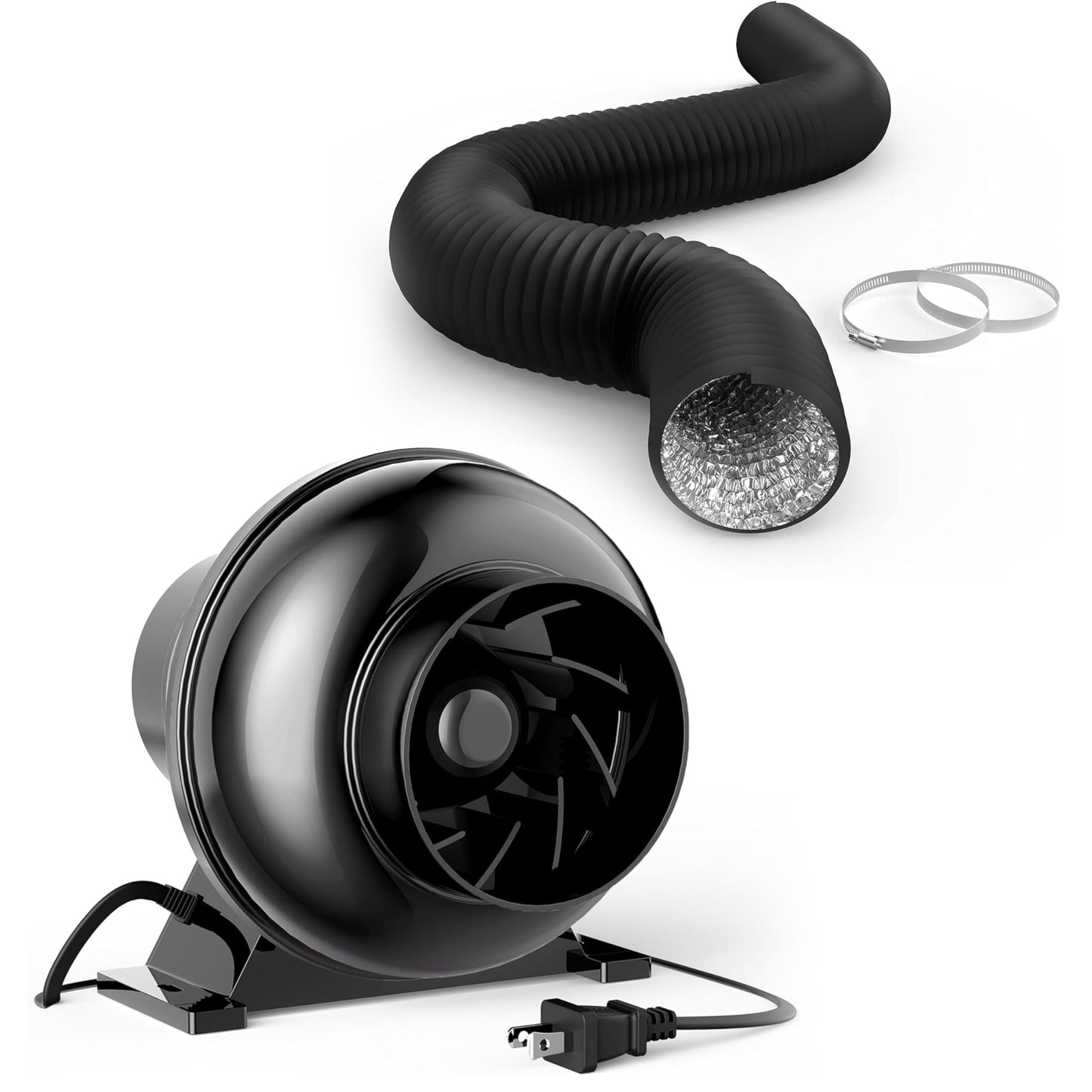 iPower 195 CFM Inline Fan, Upgrade Air Carbon Filter, 8 Feet Ducting Speed Controller Rope Hanger and Temperature Humidity Monitor Kits