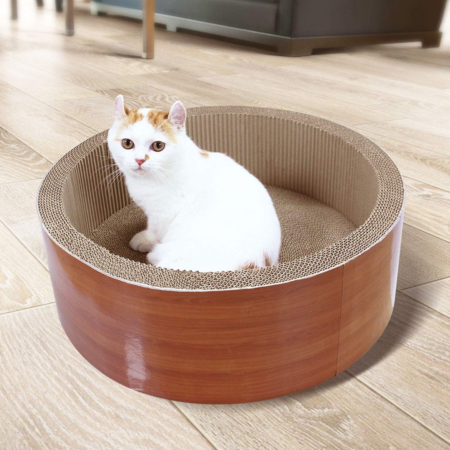 2 in 1 Cat Scratcher Cardboard Lounge Bed, Cat Scratching Pad, Durable Board Pads Prevents Furniture Damage,Large