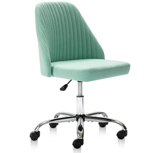 Simple Deluxe Armless Office Desk Chair, Cute Swivel Vanity Chair with Mid Back