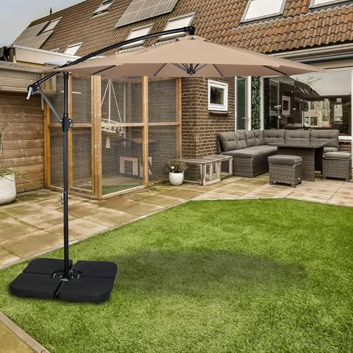 Simple Deluxe 10ft Offset Umbrella Cantilever Patio Hanging Umbrella Outdoor Market Umbrella with Crank & Cross Base Suitable for Garden, Lawn, backyard and Deck