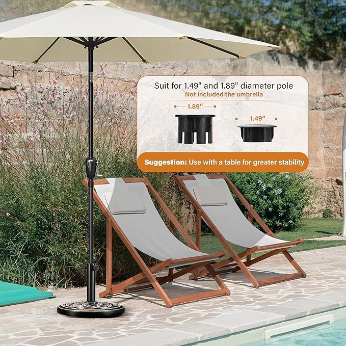InfiniPower 24lbs Round Antiqued Umbrella Base Heavy Duty Umbrella Stand Durable Holder Patio Umbrella Base for Lawn, Deck, Poolside, Garden, Bronze