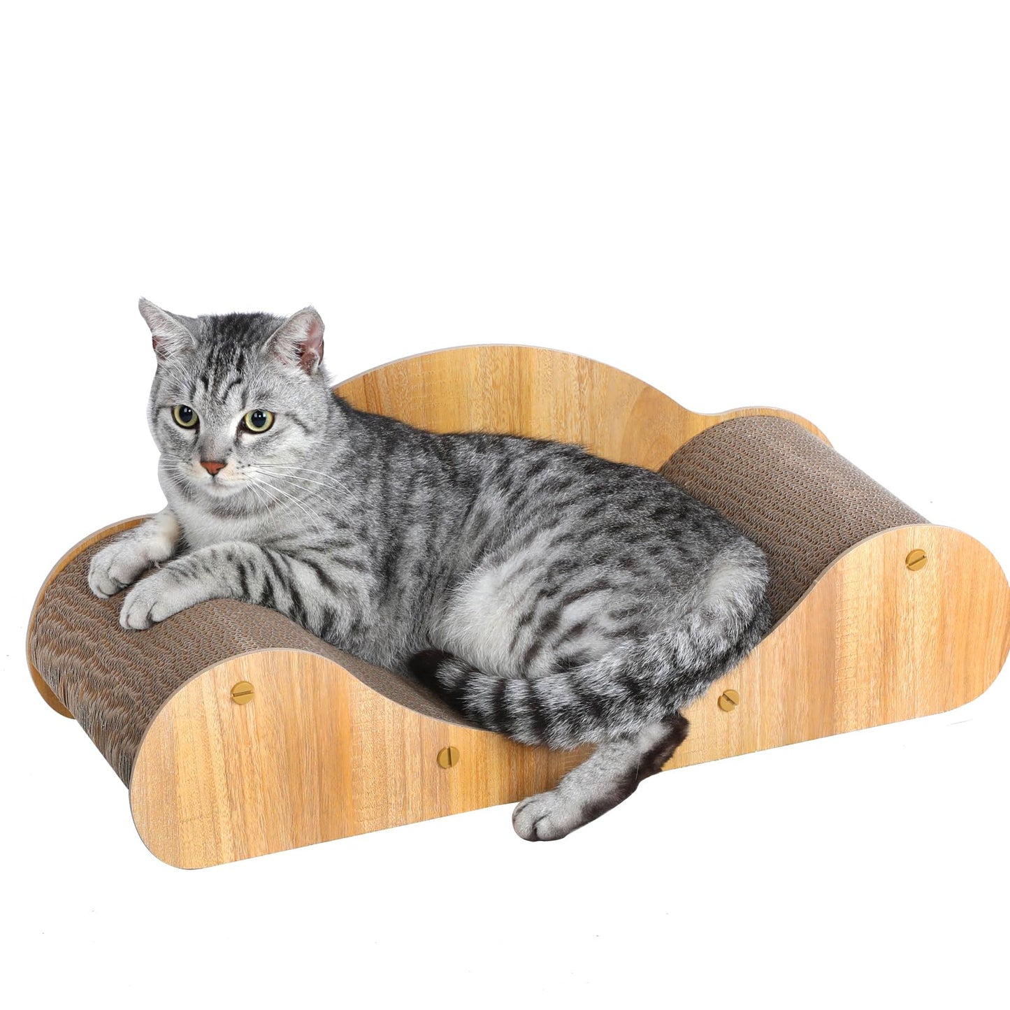 2 in 1 Cat Scratcher Cardboard Lounge Bed, Cat Scratching Pad, Durable Board Pads Prevents Furniture Damage,Large