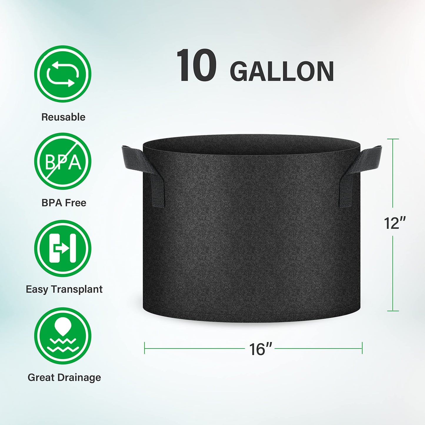 YSSOA Nonwoven Fabric Plant Pots with Handles,