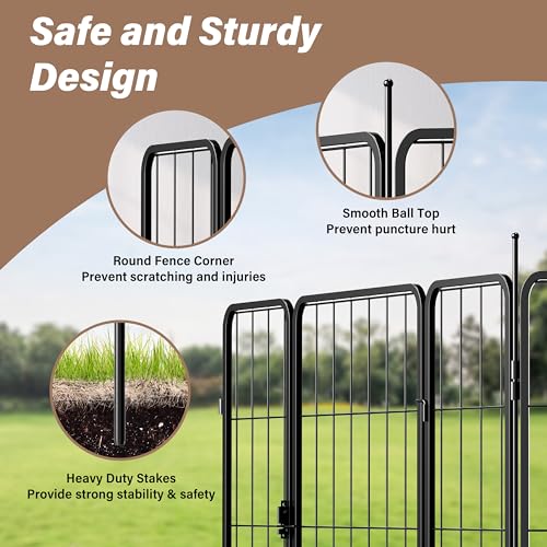 YSSOA Dog Playpen Indoor, Puppy Playpen Indoor Outdoor for Yard, Camping, RV, Heavy Duty Dog Pen for Puppies/Small/Medium Dogs, Black