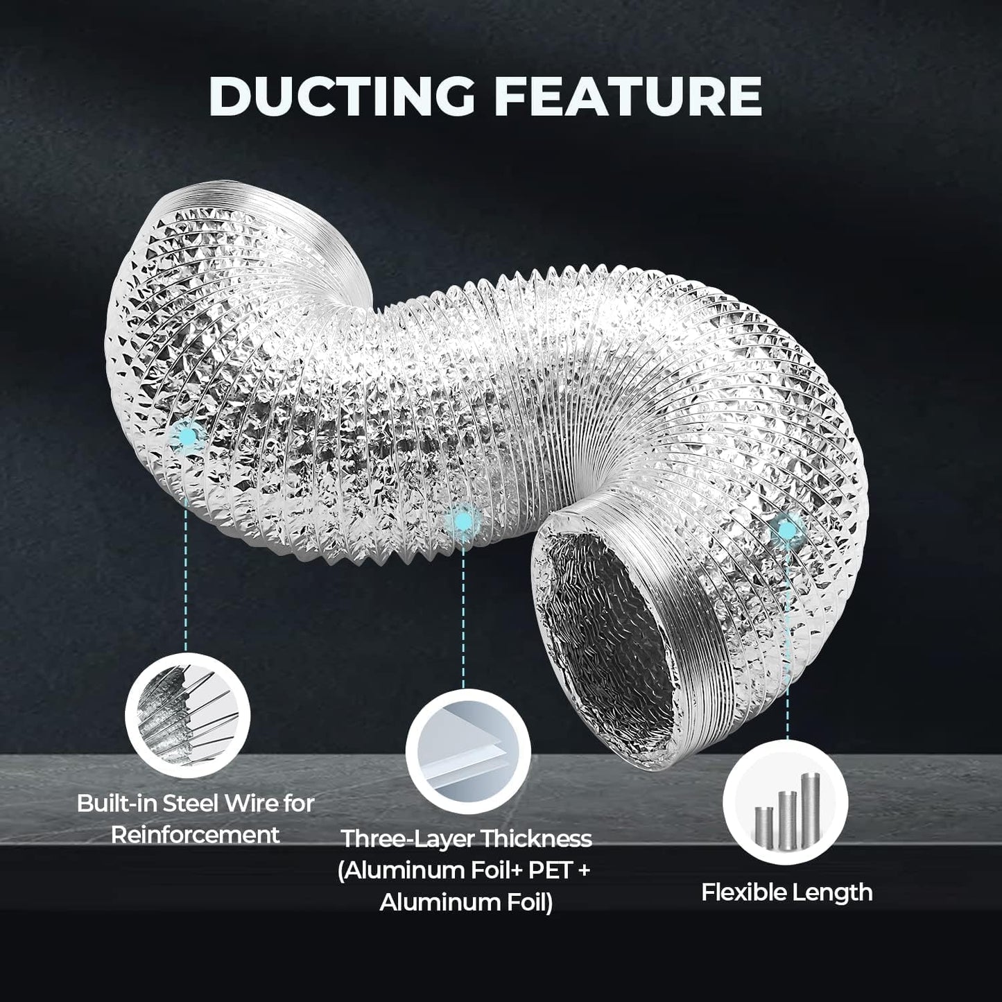 iPower Non-insulated Flex Air Aluminum Ducting