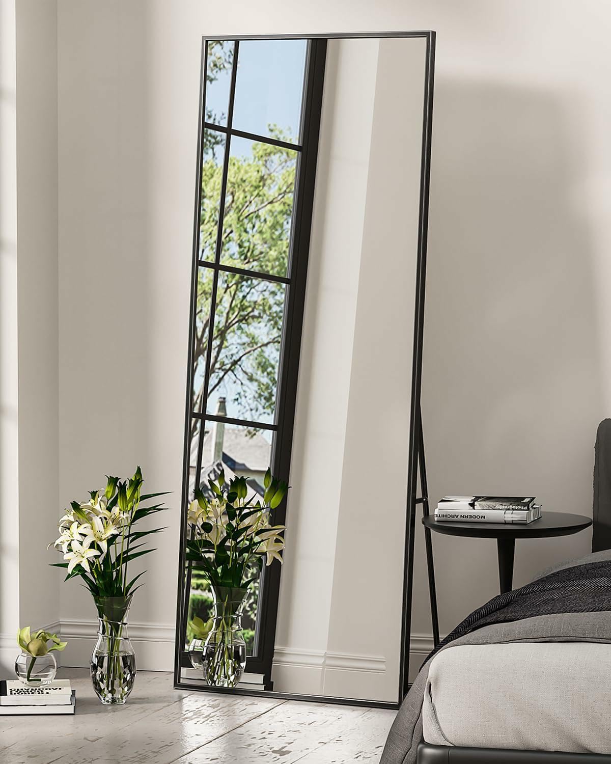 YSSOA Full Length Mirror, Floor Mirror with Stand,Wall-Mounted Dressing Mirror, Bedroom Mirror