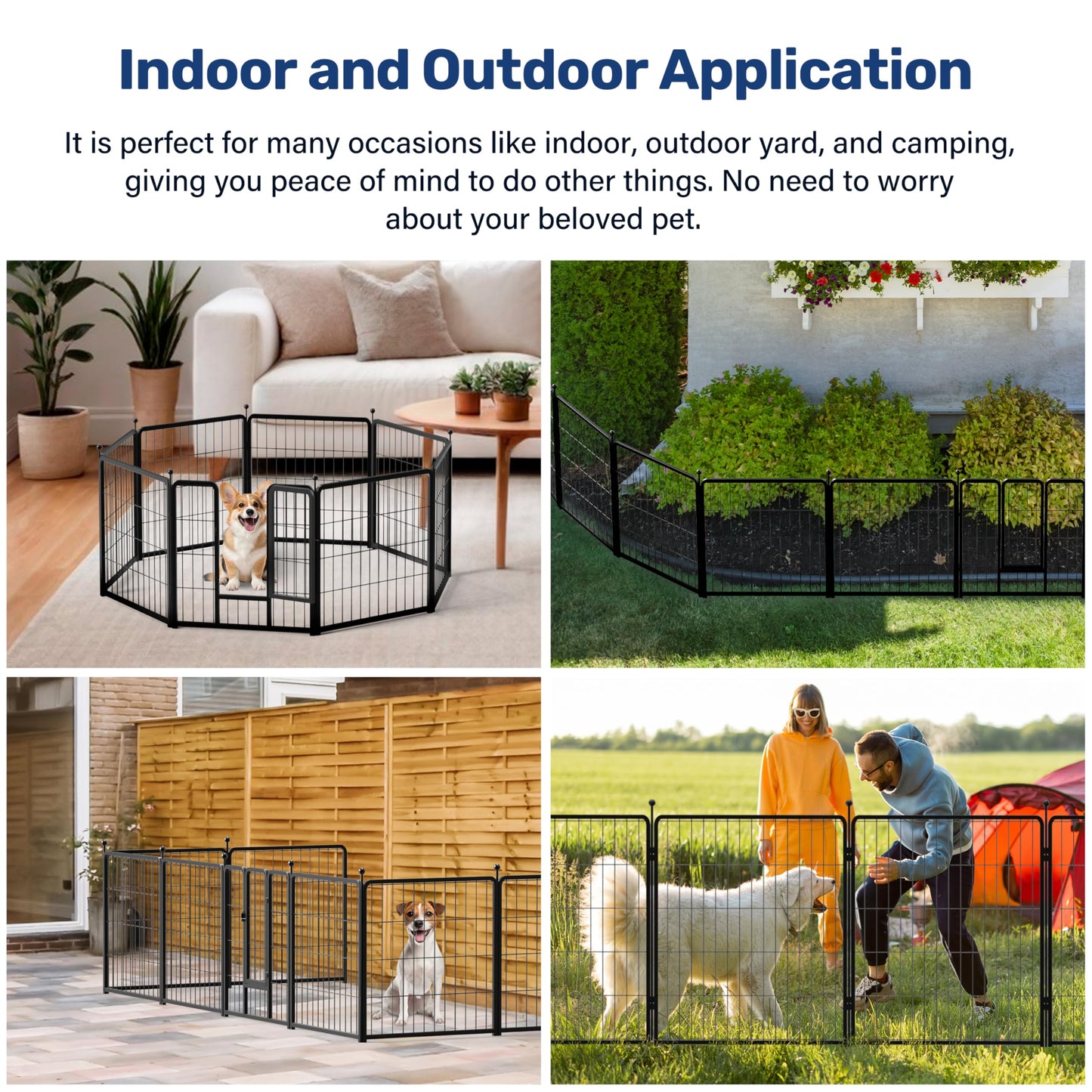 Decorative Garden Fence with Gate and Panels Heavy Duty Metal Animal Barrier Fence