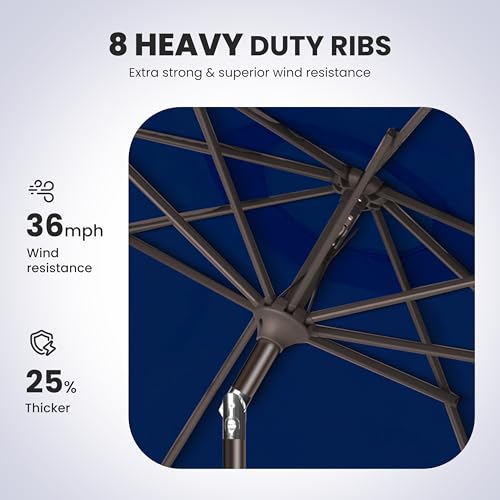 Simple Deluxe 9' Patio Umbrella with Wind-Floating Valances, Push Button Tilt & Crank Lift, UV Protection Sunshade for Table, Garden, Pool, Beach